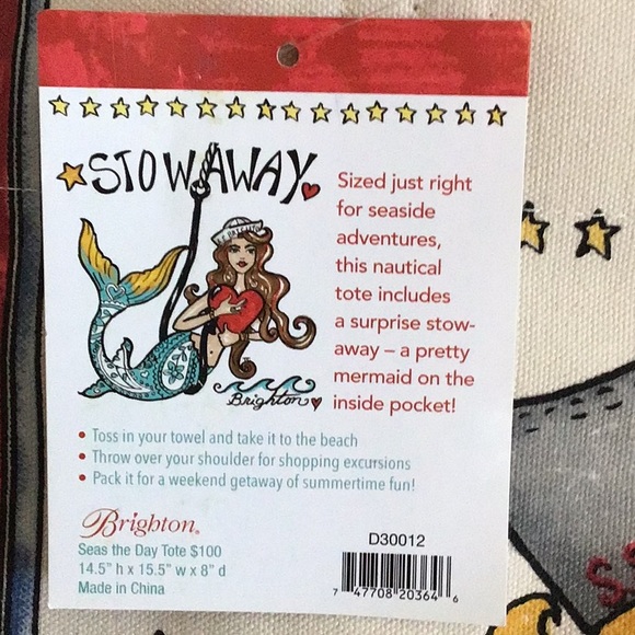 Brighton “Seas the Day” Nautical canvas tote. NEW w/ tags. Ready to cruise! - Picture 3 of 7